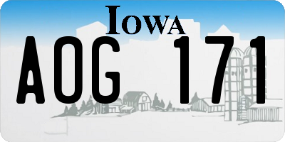 IA license plate AOG171
