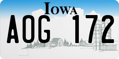 IA license plate AOG172