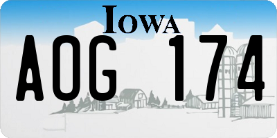 IA license plate AOG174