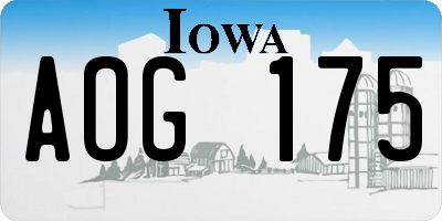 IA license plate AOG175