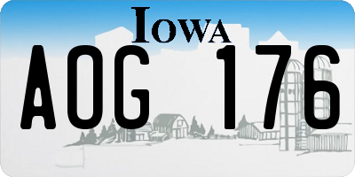 IA license plate AOG176