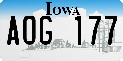 IA license plate AOG177