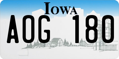IA license plate AOG180
