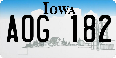 IA license plate AOG182