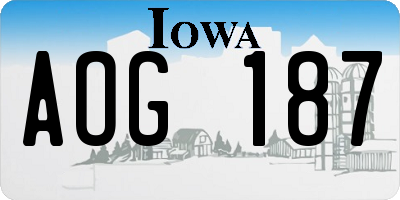 IA license plate AOG187