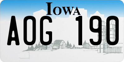 IA license plate AOG190