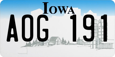 IA license plate AOG191