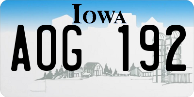 IA license plate AOG192