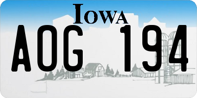 IA license plate AOG194