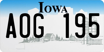 IA license plate AOG195
