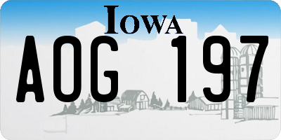 IA license plate AOG197