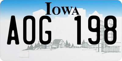 IA license plate AOG198