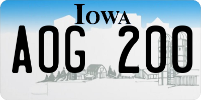 IA license plate AOG200