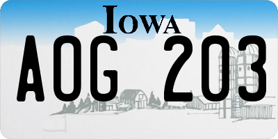 IA license plate AOG203