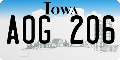 IA license plate AOG206