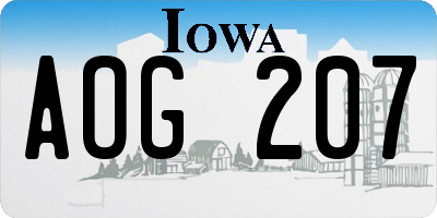 IA license plate AOG207