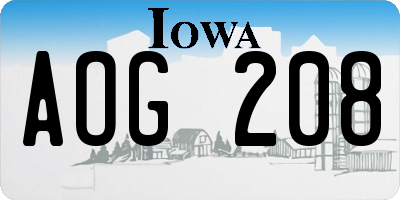 IA license plate AOG208