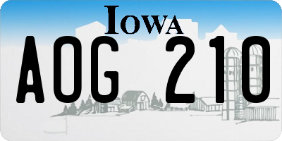 IA license plate AOG210