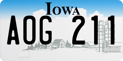IA license plate AOG211