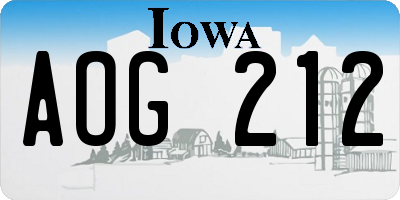 IA license plate AOG212