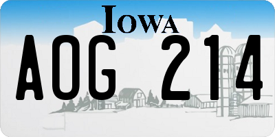 IA license plate AOG214