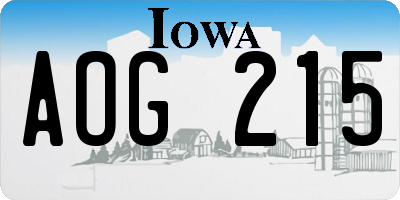 IA license plate AOG215