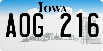 IA license plate AOG216