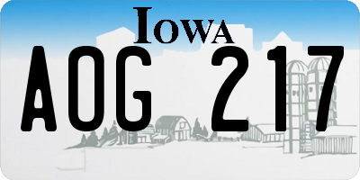 IA license plate AOG217