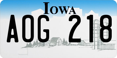 IA license plate AOG218