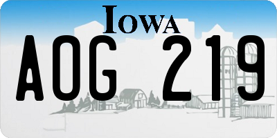 IA license plate AOG219