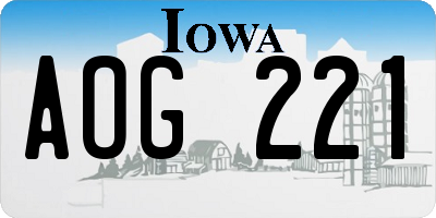 IA license plate AOG221
