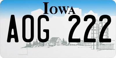 IA license plate AOG222