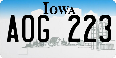 IA license plate AOG223