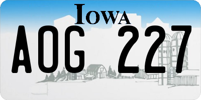 IA license plate AOG227