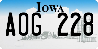 IA license plate AOG228