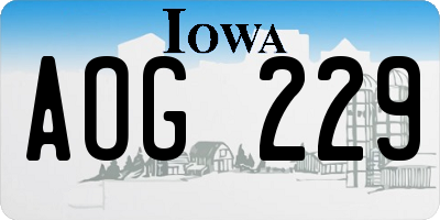 IA license plate AOG229
