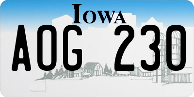IA license plate AOG230