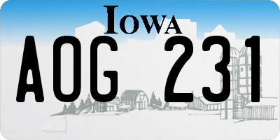 IA license plate AOG231