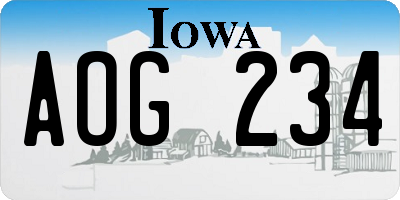 IA license plate AOG234