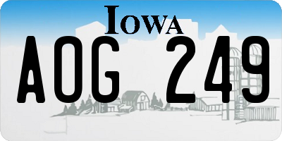 IA license plate AOG249