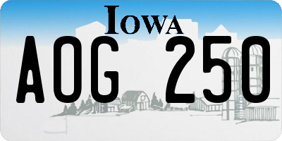 IA license plate AOG250