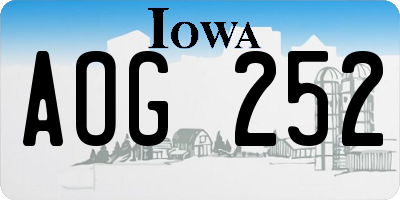 IA license plate AOG252