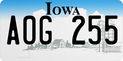 IA license plate AOG255