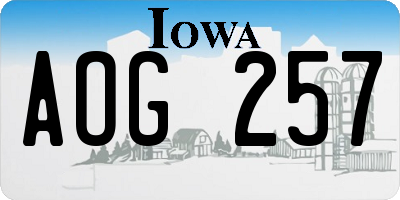 IA license plate AOG257