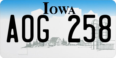 IA license plate AOG258