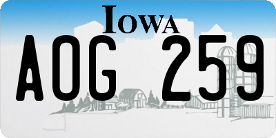 IA license plate AOG259