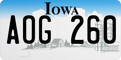 IA license plate AOG260