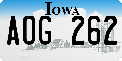 IA license plate AOG262