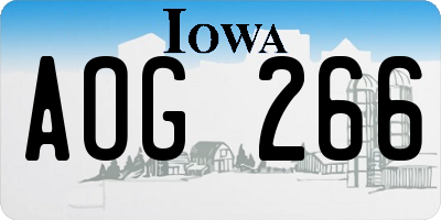 IA license plate AOG266