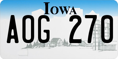 IA license plate AOG270